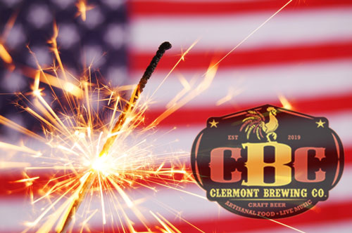 Fourth of July Image with Clermont Brewing Company Logo