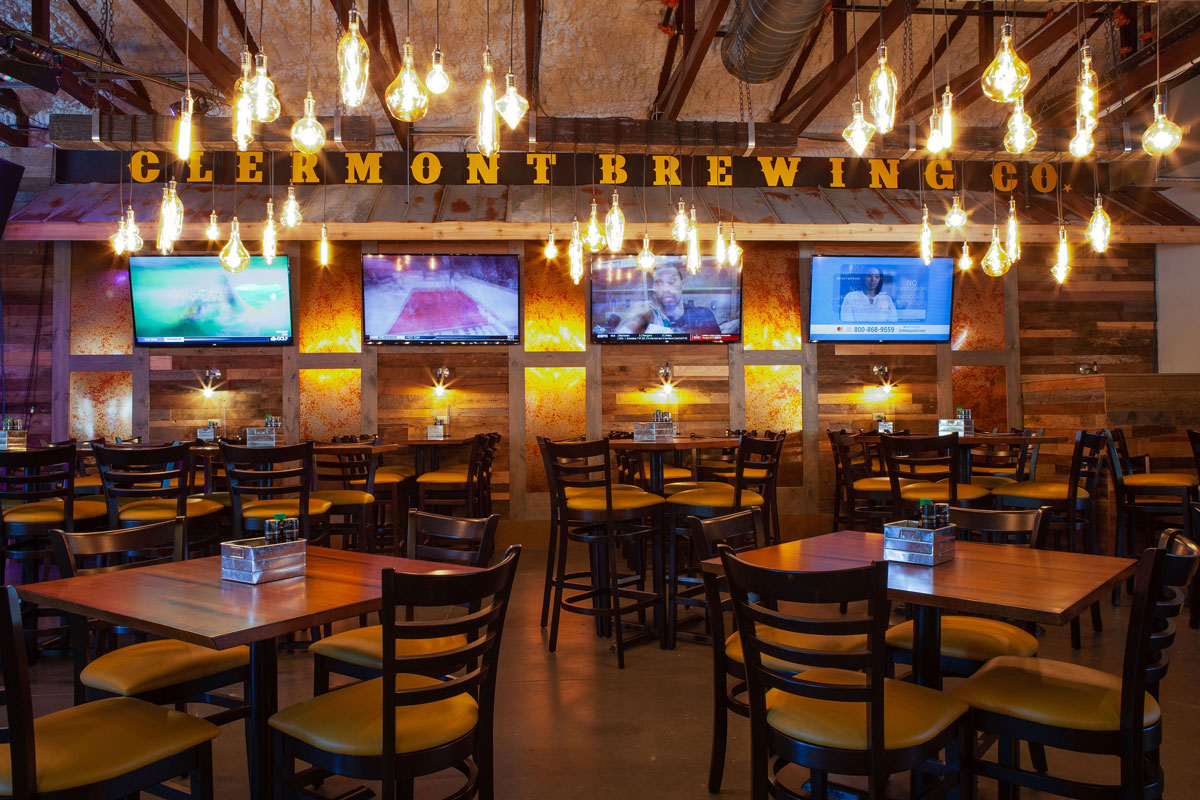 TVs and Seating at Clermont Brewing Company