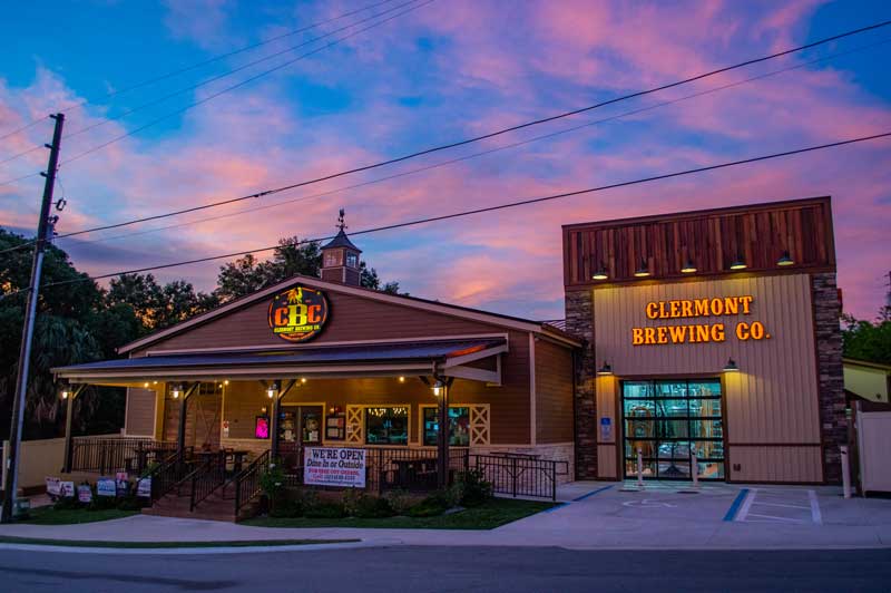 Beautiful Sunset Behind Clermont Brewing Company in Clermont, FL